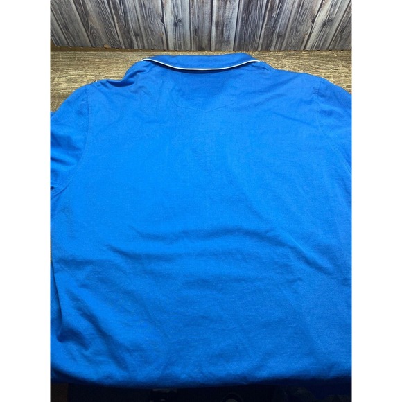 Robert Graham Polo Shirt Mens XL Blue Solid Classic Fit Cotton Short Sleeve - Picture 6 of 6